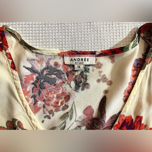 Andree by Unit Floral V-Neck Women's Tunic Dress Women’s Size 1X - Picture 3 of 16